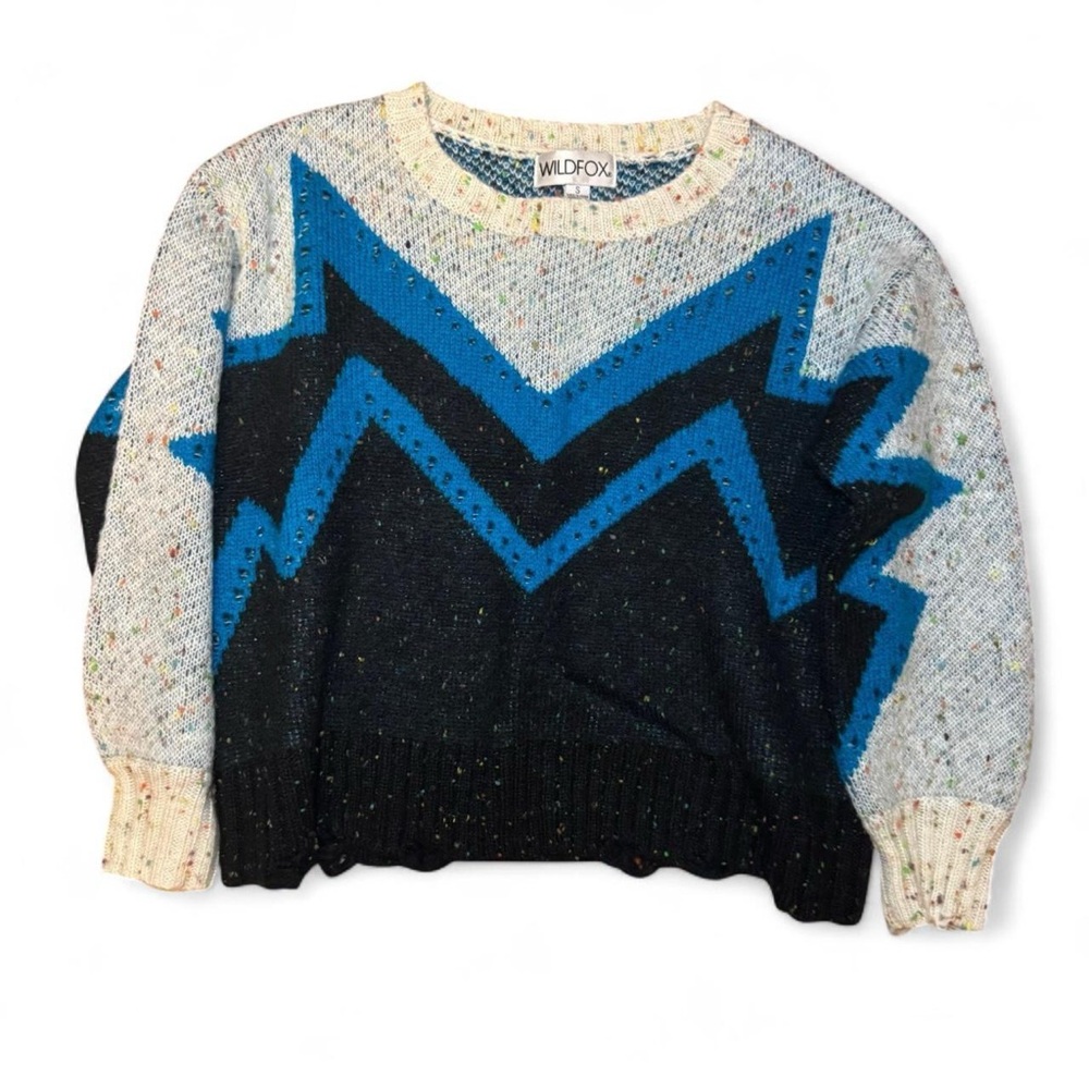 NEW Wildfox Retro Indie Boho Distressed Speckled Knit Ugly Sweater — SMALL - Picture 3 of 5
